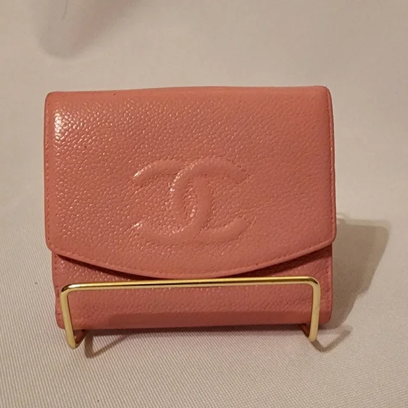 Chanel Caviar Compact Pink Leather Wallet - Picture 1 of 10